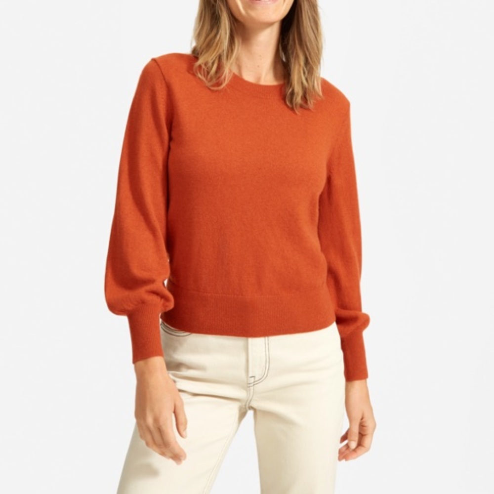 Everlane Women's Crew Neck Sweater in Rust Orange